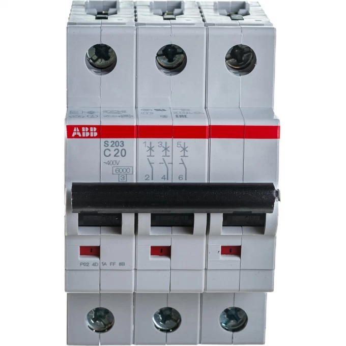 Выключатель автоматический модульный ABB S203 3п C 20А 6кА C20 2CDS253001R0204 Выключатель автоматический модульный ABB S203 3п C 20А 6кА C20 2CDS253001R0204